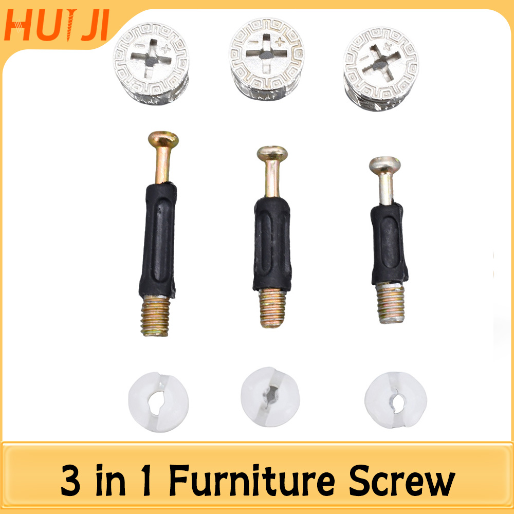 Furniture Joinery Hardware - 50/100Pcs 3 in 1 Furniture Connector