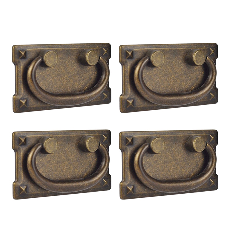 Furniture Joint Hardware - 4Pcs Vintage Antique Bronze Drawer Ring