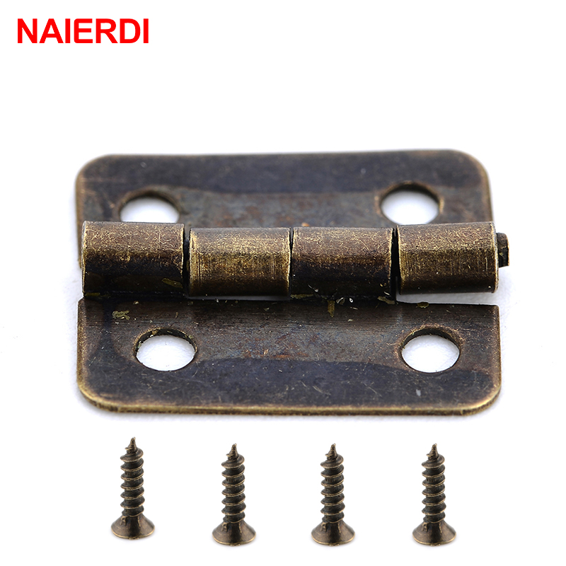 Furniture Hardware Antique - 50PCS NAIERDI Antique Hinge Mini Bronze