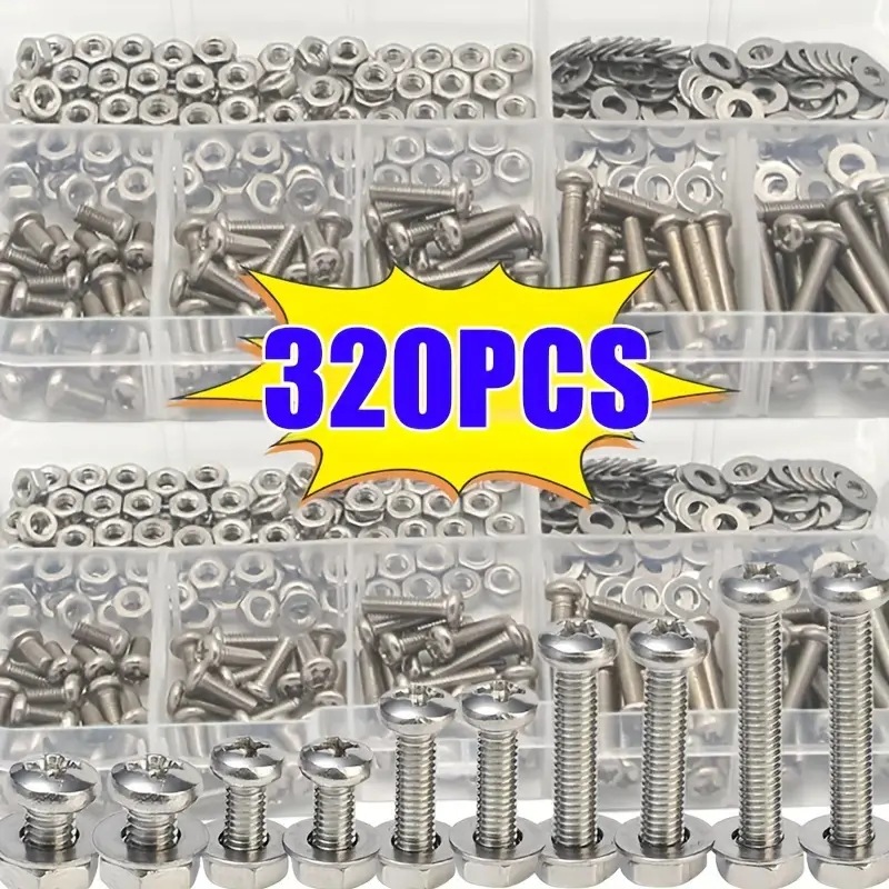 320PCS Hex Nuts & Bolts Set M2 - Furniture Hardware Bolts 评论和价格