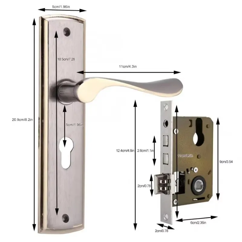 Gold Door Handle Lock Silent H - Furniture Hardware Decorative 评论和价格