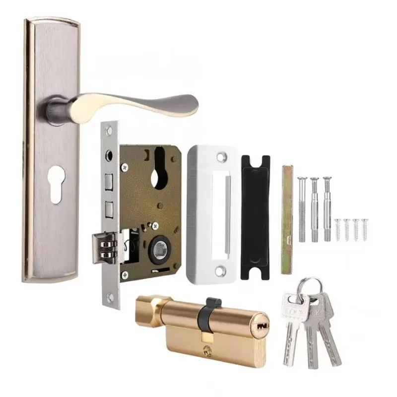Gold Door Handle Lock Silent H - Furniture Hardware Decorative 评论和价格